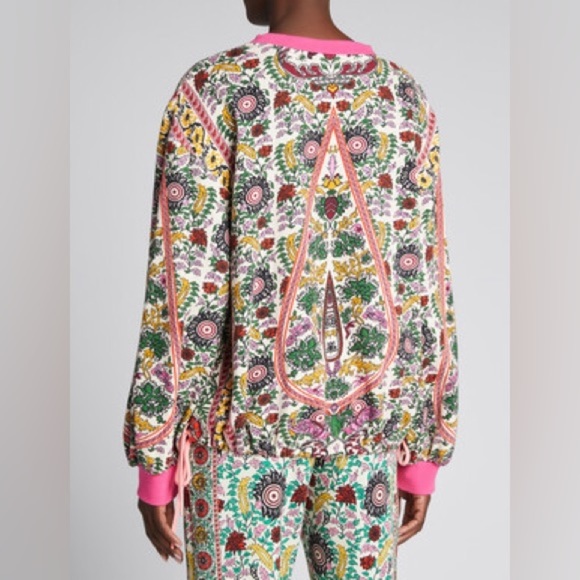 Alice + Olivia Amirah Floral-Print Drawstring-Hem Sweatshirt - Picture 5 of 8